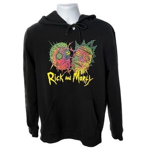 Rick and Morty Hoodie Black Adult Swim Sweatshirt Size Medium Freaky Heads
